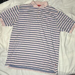 Pink and Blue Striped Polo Shirt